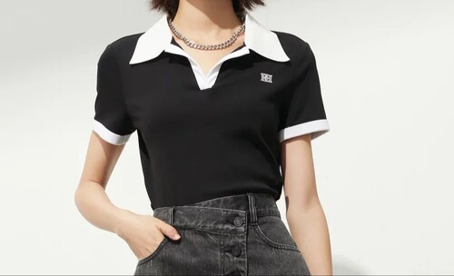 仿佛正品甜酷辣妹上衣夏季休闲百搭经典撞色短袖T恤FM08569W0