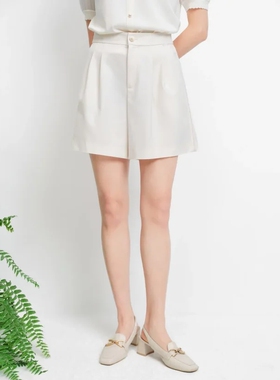 珂思正品夏季款简约纯色宽松短款百搭通勤款休闲裤子女EV02458V1