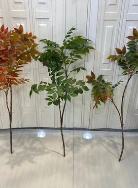 仿真紫藤叶摆放花艺漆木南天竹