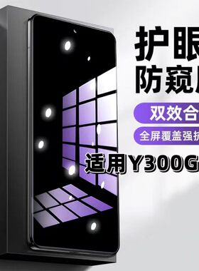 适用vivoY300GT钢化膜V2452GA防蓝光防窥膜手机膜步步高丫300GT黑边护眼膜防偷窥看5G全屏防摔爆高清保护隐私