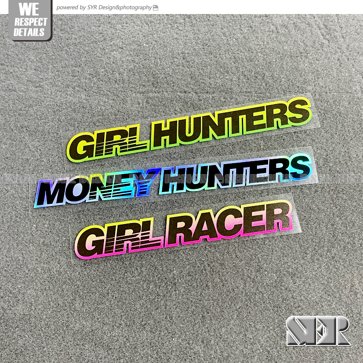 汽车防水车贴MONEYHUNTERS贴纸赏金猎人侧窗贴头盔个性渐变反光贴