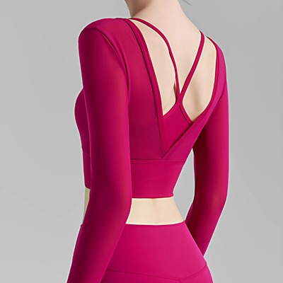 假两件瑜伽背心性感网纱女外穿