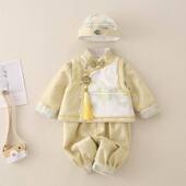 冠衣 喜庆生日宴百天抓周服儿童唐装 新中式 周岁礼服男宝春秋新款