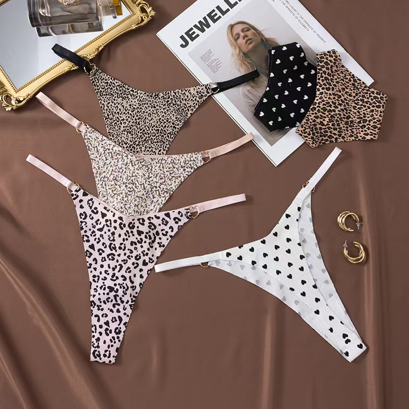 低腰一根细带豹纹性感丁字裤T裤