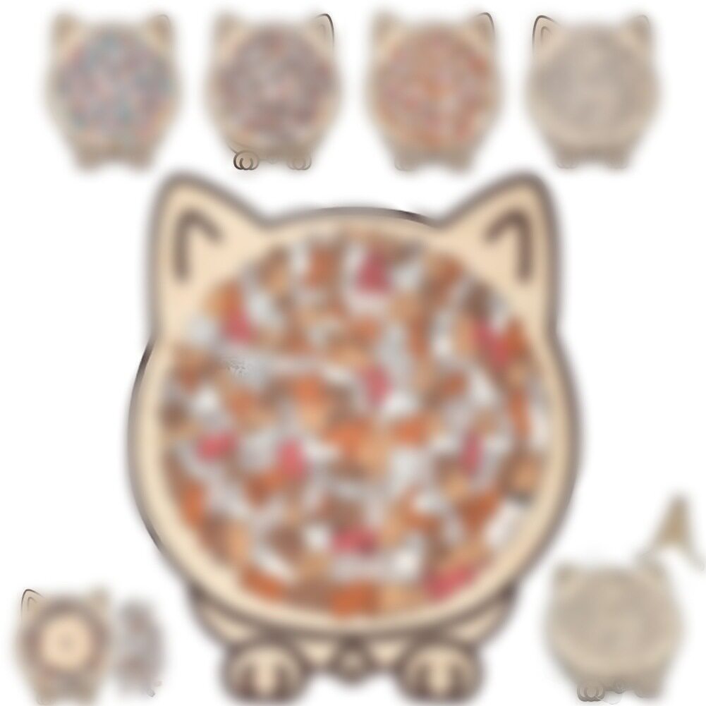 莫兰迪彩色木制猫形拼图135件套