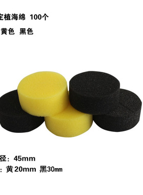 幸运买家绿植园艺用品水培蔬菜设备黄色黑圆型定植海棉 5号100个
