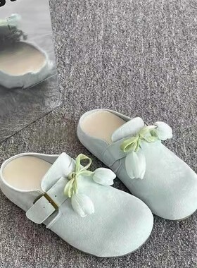 配裙子超火蝴蝶结包头拖女外穿一脚蹬防滑勃肯鞋懒人鞋春夏季新款