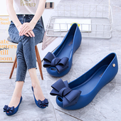 新款 果冻雨鞋 蝴蝶结浅口橡胶防水沙滩鞋 2024夏季 鱼嘴平跟果冻单鞋