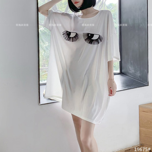 菀瑰睡裙女春夏丝绸纺丝冰爽短袖套头时尚可外穿宽松家居服睡衣裙