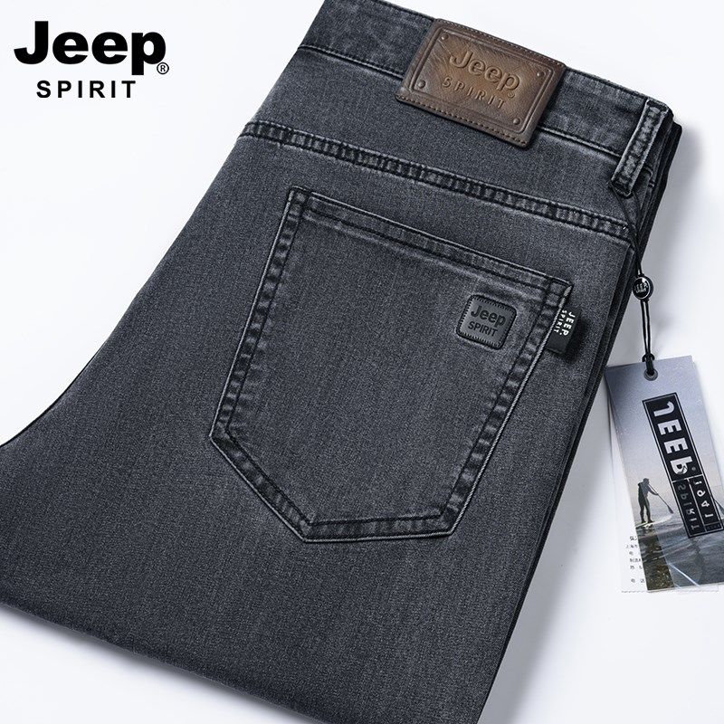 jeep官方正品春秋冬宽松直筒牛仔裤男士商务休闲大码弹力裤子潮流