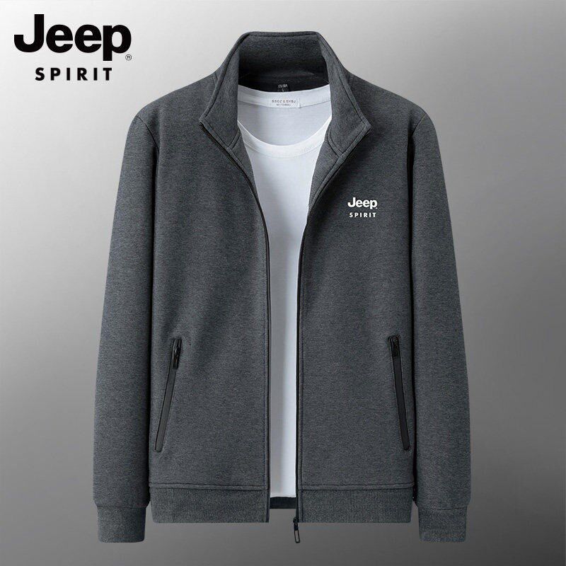 吉普开衫卫衣男春季2026新款休闲上衣立领中年爸爸外套服男装春装