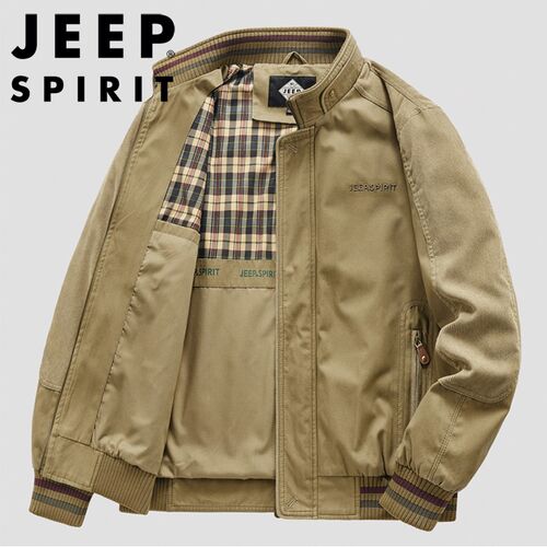 JEEP SPIRIT吉普2025新款秋季飞行员夹克男士外套休闲纯棉上衣服