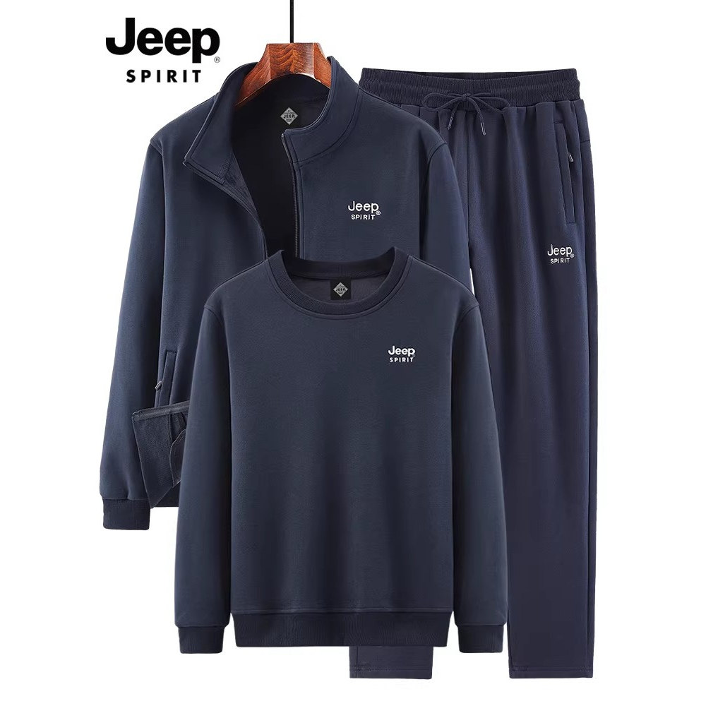 吉普2026春秋新款运动套装男中老年爸爸休闲裤男士上衣外套三件套
