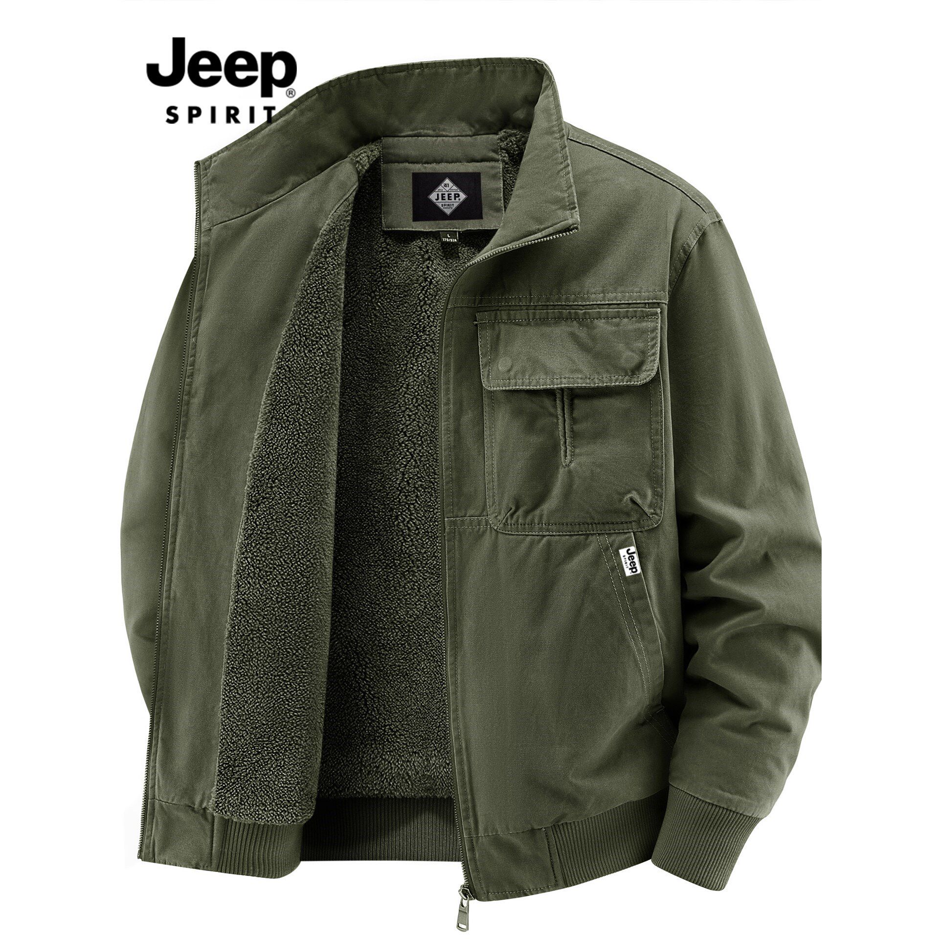 JEEP吉普棉衣男士秋冬季新款纯棉工装宽松加绒加厚棉服夹克外套