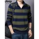 吉普半高领卫衣男士 t恤宽松休闲上衣 条纹纯棉长袖 2025春秋季 新款