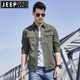 上衣服新款 吉普2025春季 纯棉衬衣外套男 男士 潮流帅气工装 长袖 衬衫