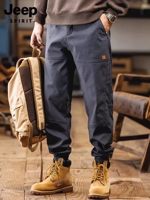 吉普工装裤男款休闲裤男新款秋冬季加厚加绒男士裤子纯棉男裤男装