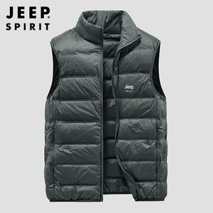 JEEP/吉普羽绒马甲男2023新款秋冬季轻薄背心内外穿运动防水坎肩