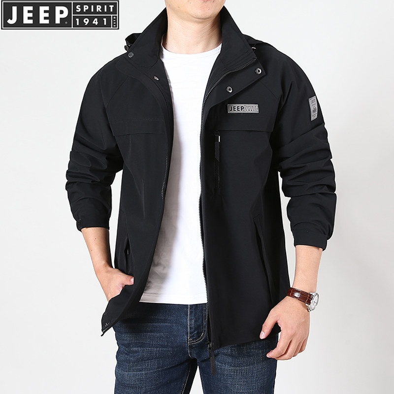 吉普外套秋冬薄款中年加绒JEEP