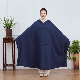 纯色打坐披风秋冬季斗篷禅修僧服男女款居士服女佛系禅意僧服冥想