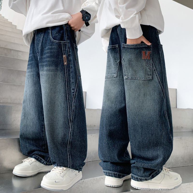 男童加绒裤子儿童冬装一体绒牛仔裤2025新款大童男孩秋冬休闲长裤