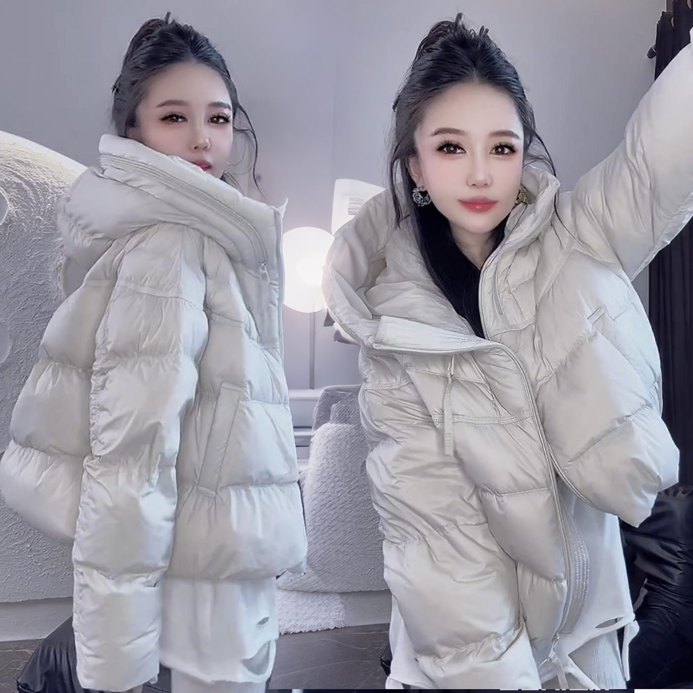 极简风冬季爆款棉服上衣2025新款加厚棉衣外套女连帽宽松保暖棉袄