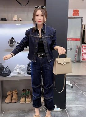 春秋爆款休闲牛仔套装女高级感