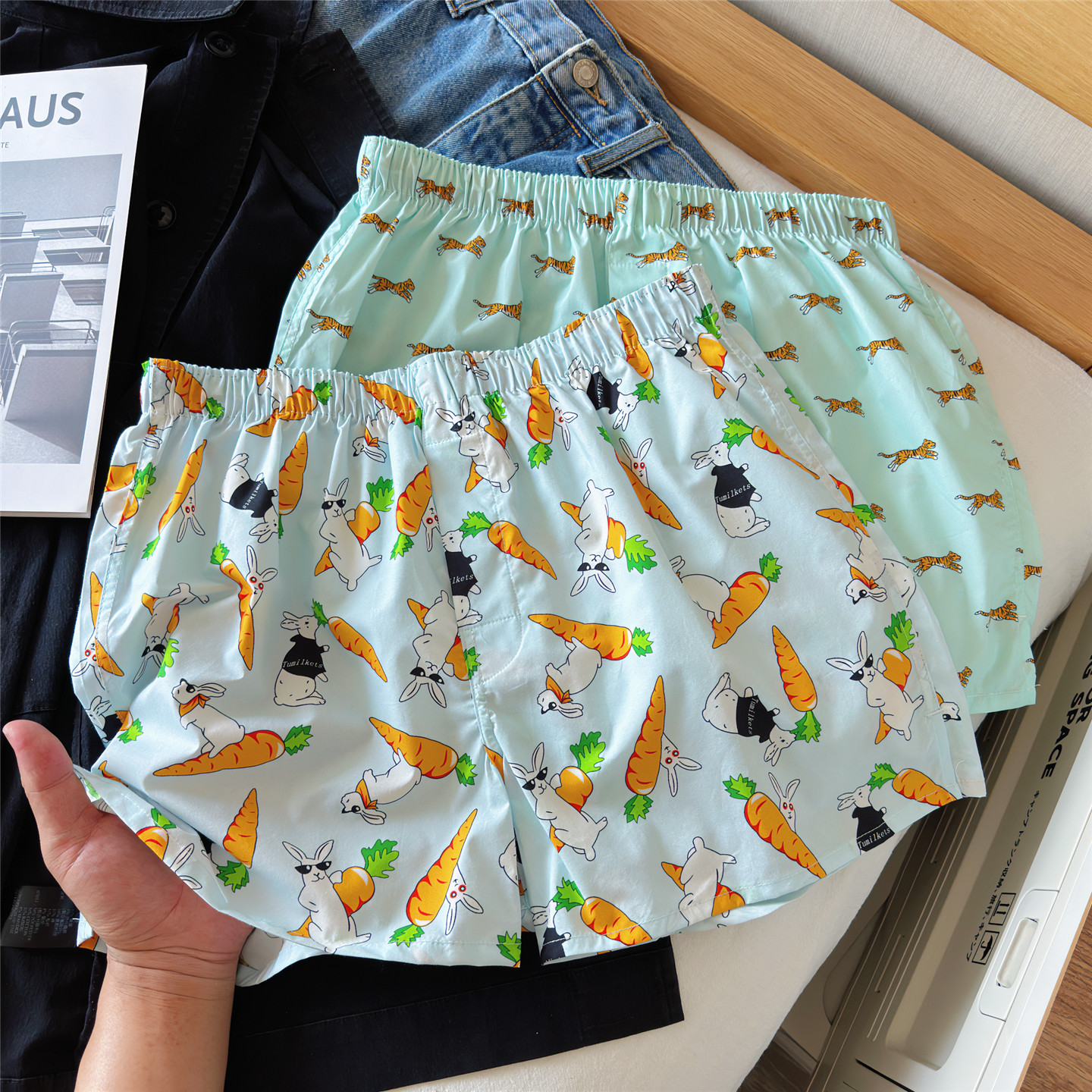 [韩国爆款]时尚卡通纯棉阿罗裤男