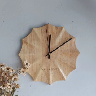 实木挂钟客厅家用表挂墙原木木质钟表创意高级感木钟时钟艺术挂表