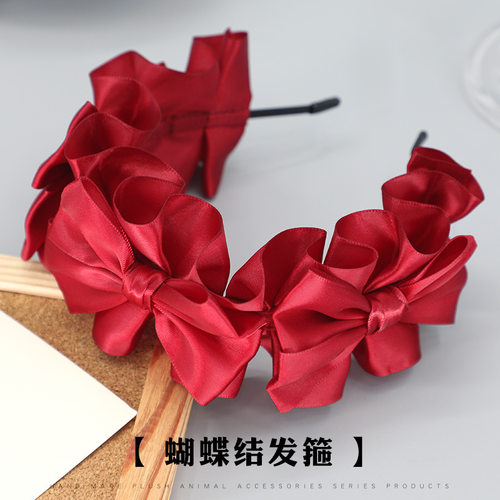 手作lolita缎带发饰可爱少女褶皱头箍复古法式发卡蝴蝶结头饰发箍