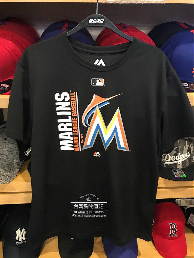 中国台湾代购顺丰直发MLB 马林鱼队 新款夏装上衣男士圆领短袖T恤