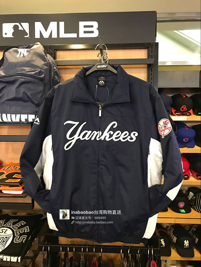 台湾专柜代购MLB NY/洋基队秋冬新款男士棒球服球队夹棉夹克外套