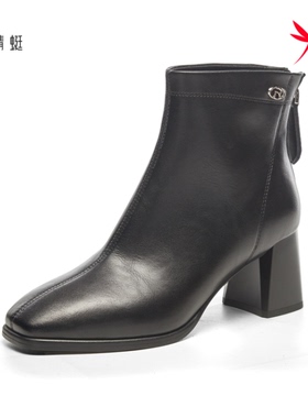 红蜻蜓2025冬季新款女士时尚时装靴中筒加绒百搭加绒CD67004031B