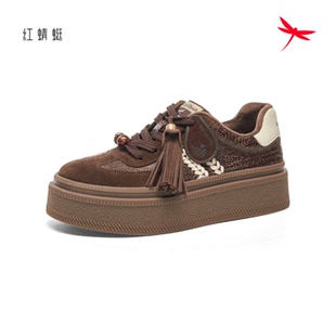 加绒女小白鞋 女系带休闲鞋 BD61188031D 2025秋冬新款 红蜻蜓德训鞋