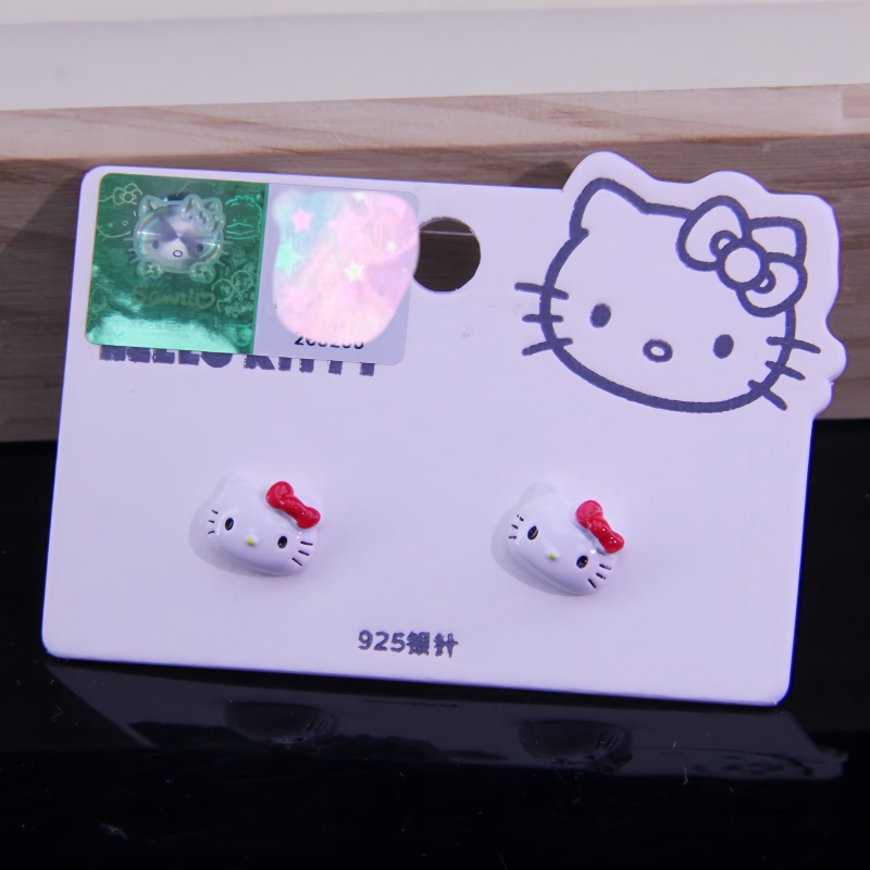 三丽鸥合金银针KT猫耳钉蝴蝶结可爱公主精致小巧耳环防敏少女学生