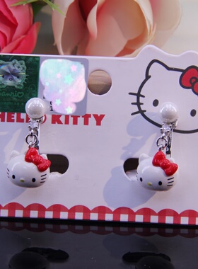 Sanrio/三丽鸥KT猫儿童耳夹小女孩无耳洞耳环hallokitty公主耳饰