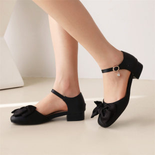 黑色演出鞋 新款 包头公主鞋 小学生鞋 女童凉鞋 子儿童高跟鞋 2024夏季