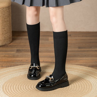 女童长筒靴子2024秋冬季大童皮靴高筒靴洋气短靴女孩弹力公主袜靴