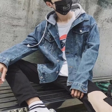 帅气中学生修身 潮流工装 男装 男士 2019新款 外套秋冬牛仔夹克韩版