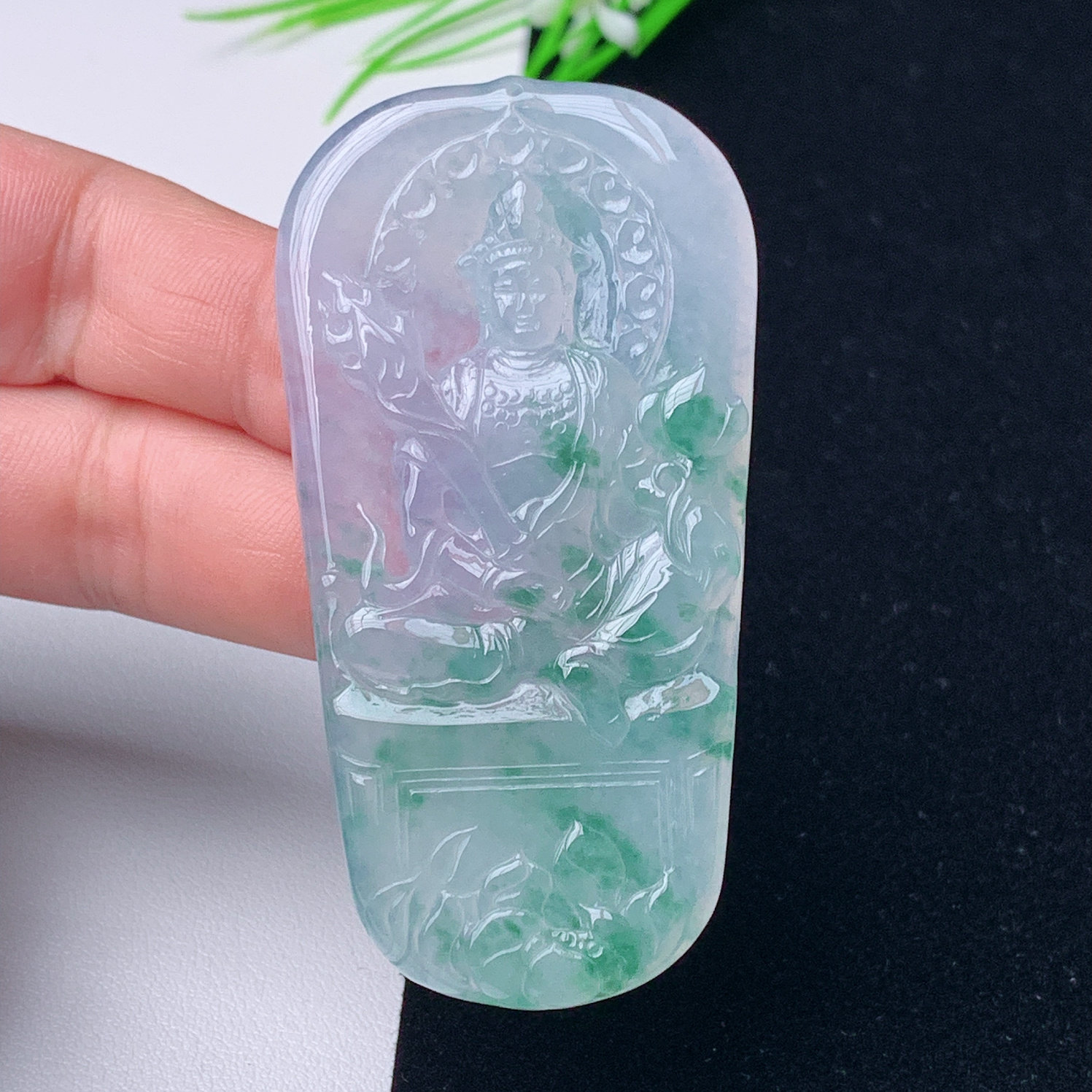 缅甸天然翡翠A货虚空臧菩萨玉石