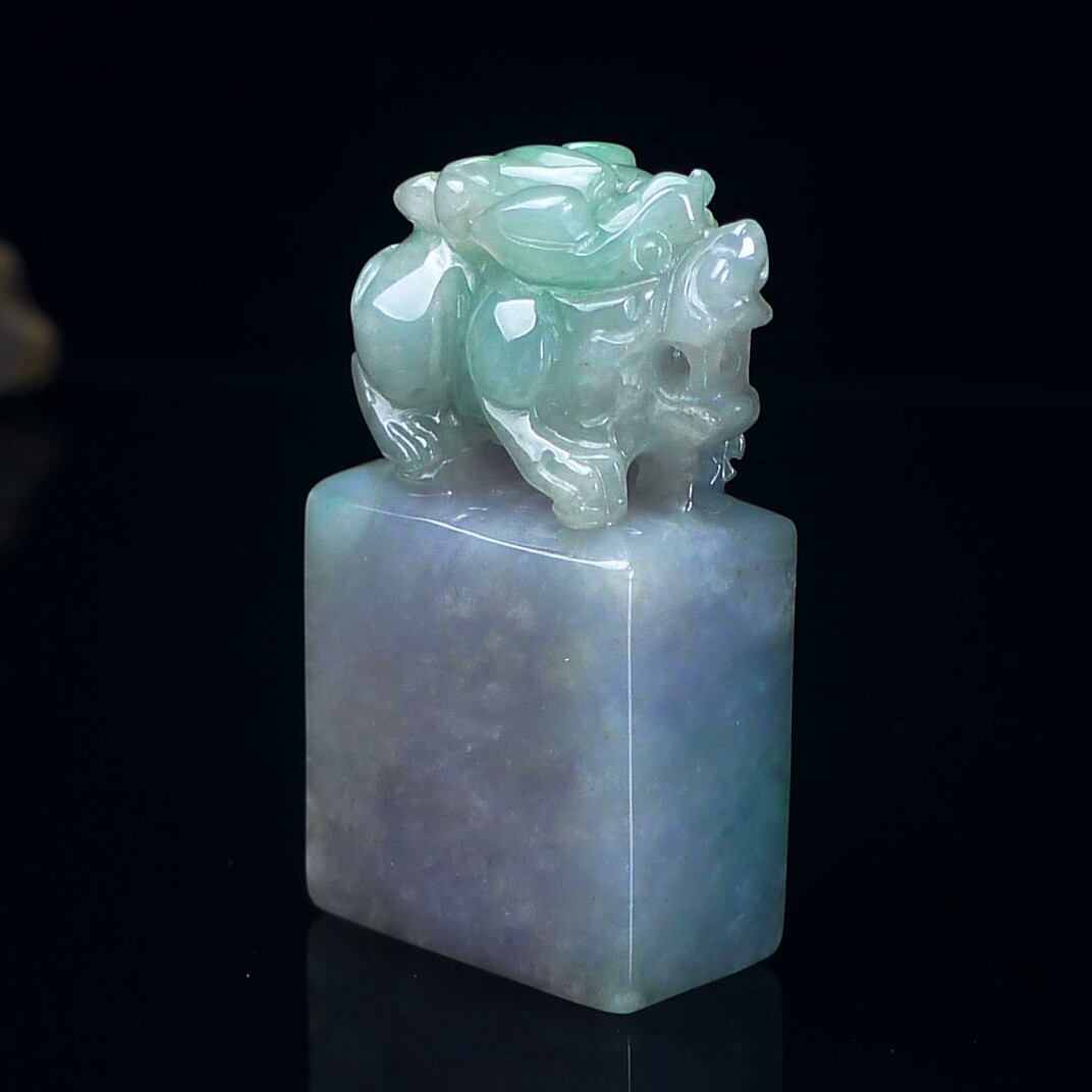 天然翡翠篆刻玉石缅甸貔貅印章