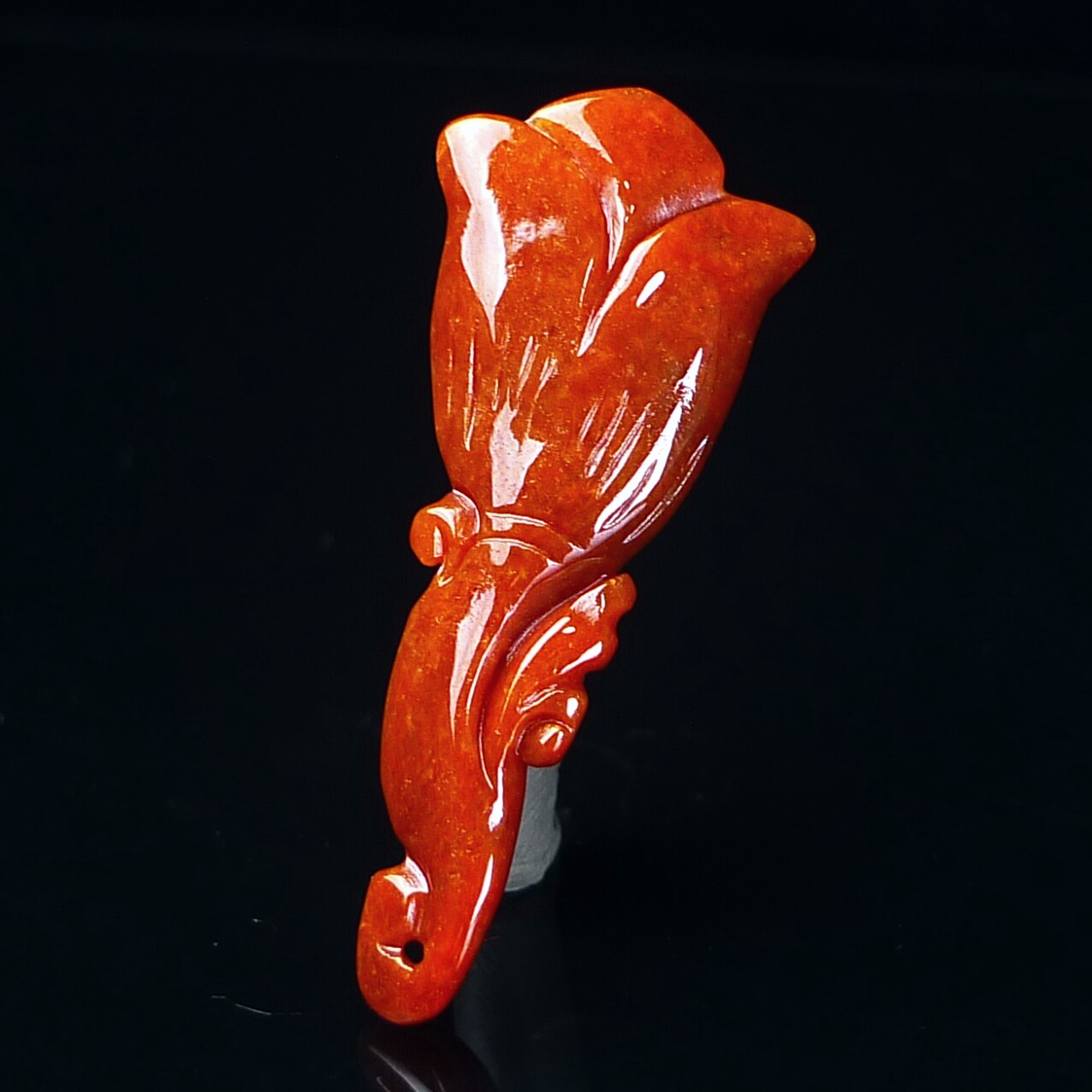 缅甸翡翠A货玉兰花玉石红翡吊坠