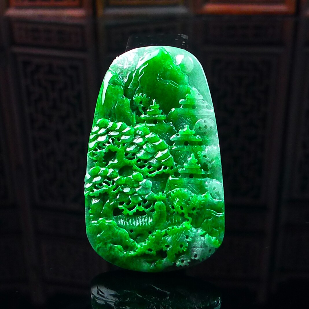 翡翠山水玉石缅甸A货天然翡翠
