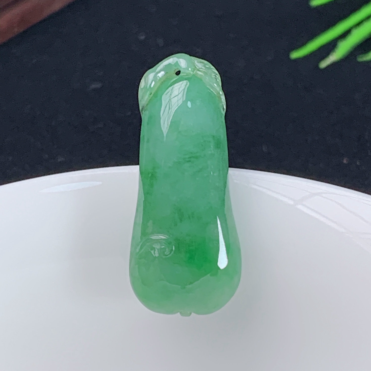 缅甸天然翡翠A货满绿福瓜玉石