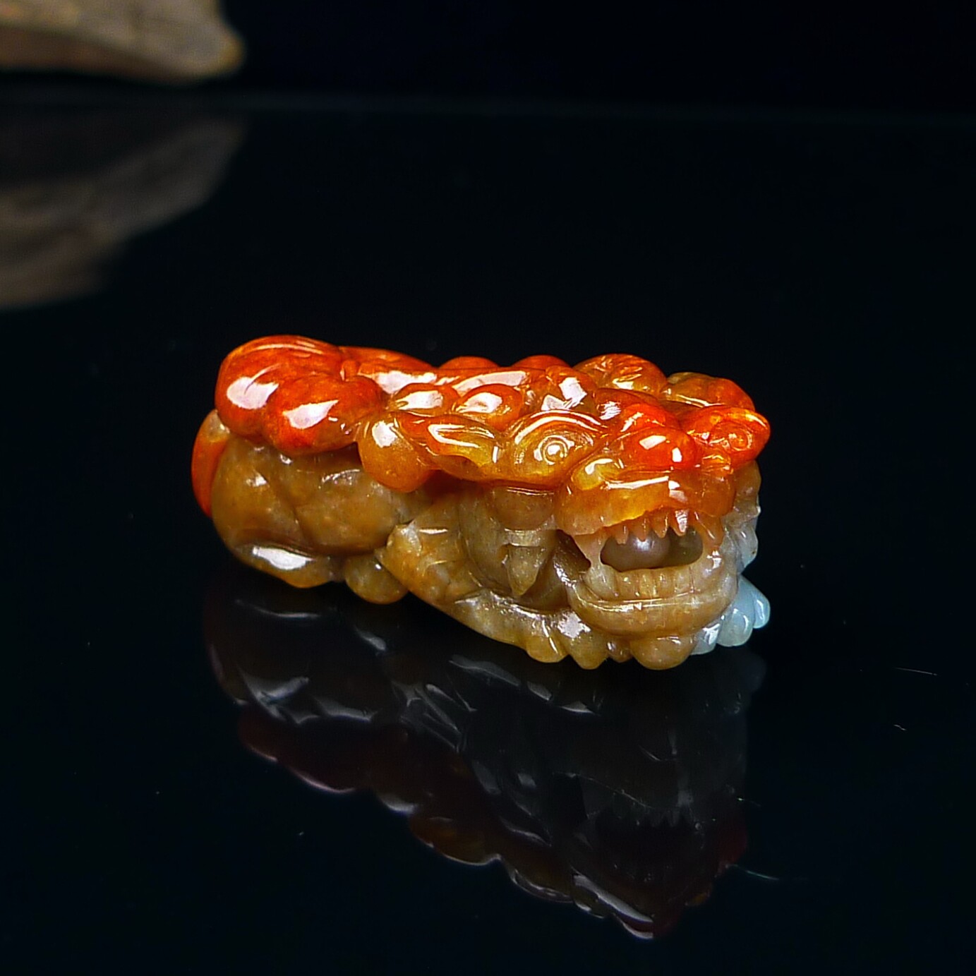 缅甸老坑翡翠A货冰红翡翠貔貅