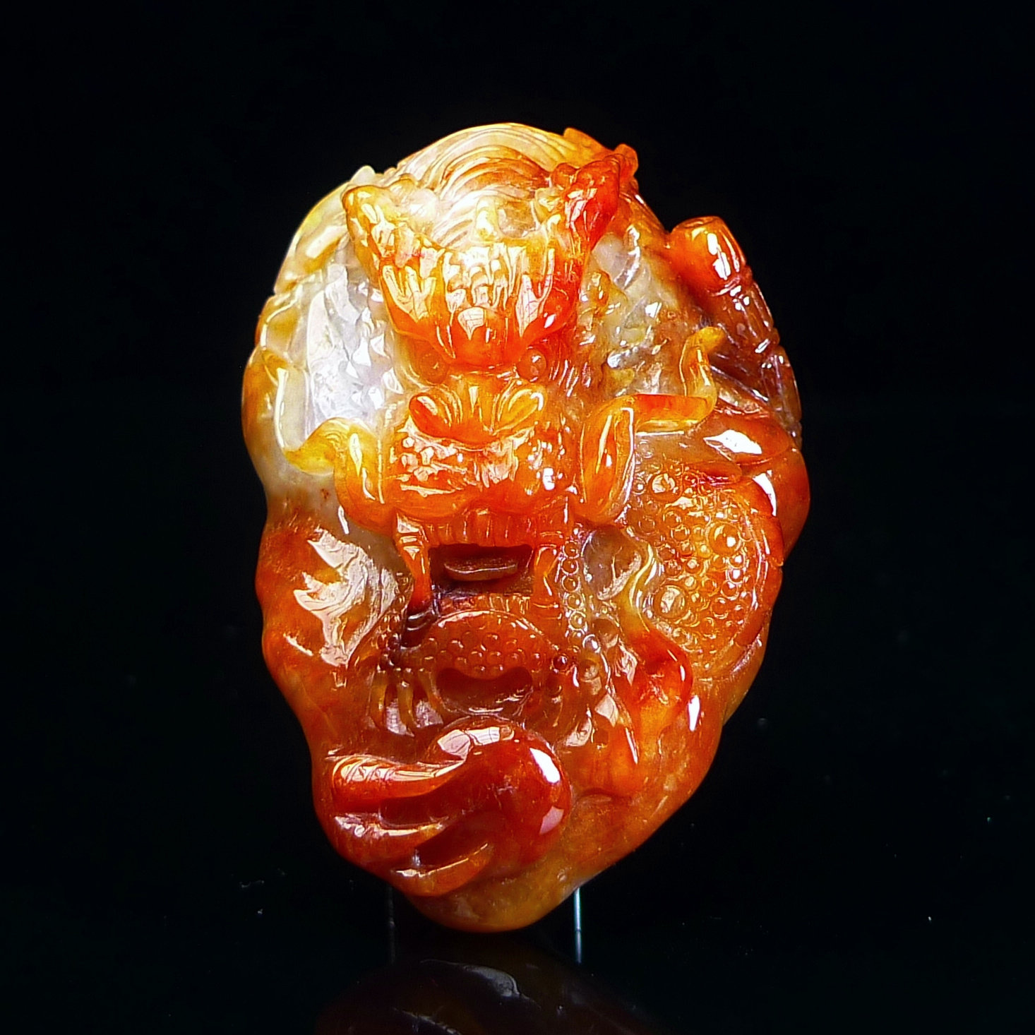 缅甸翡翠A货红翡龙牌玉石玉器