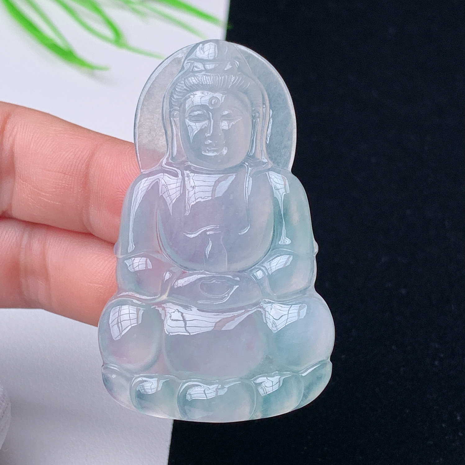 缅甸天然翡翠A货观音佛龙牌玉石