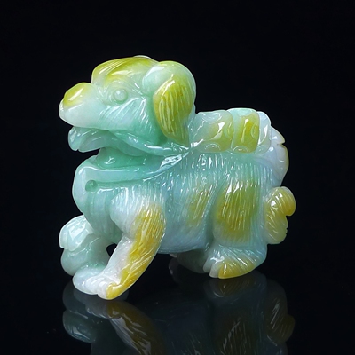 缅甸天然翡翠A货生肖小狗旺财