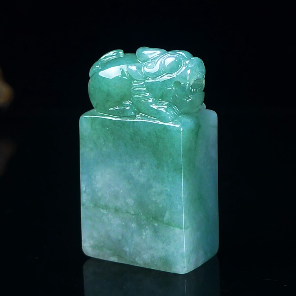 缅甸天然翡翠A货貔貅印章玉石