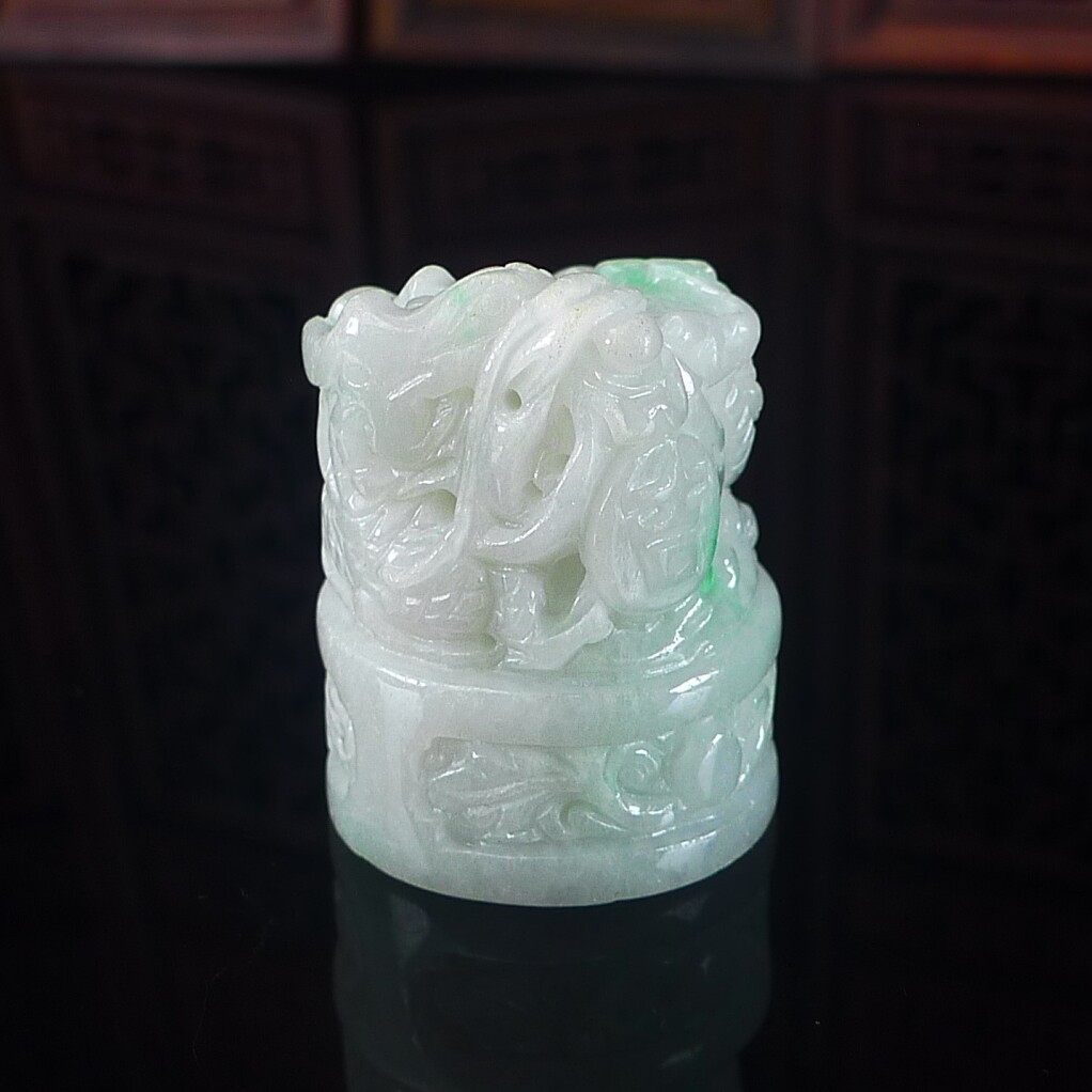 A货翡翠龙印章刻字玉石缅甸翡翠
